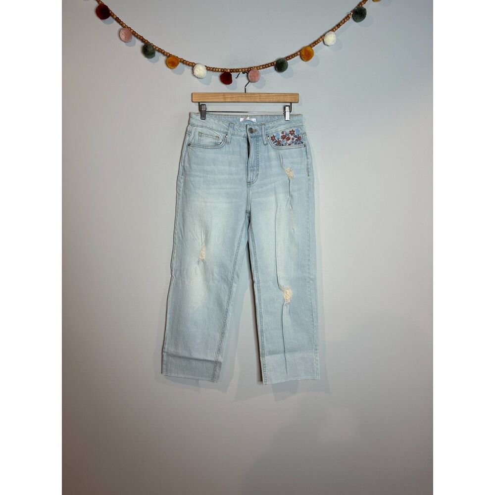 Lauren Conrad floral embroidered Crop jeans